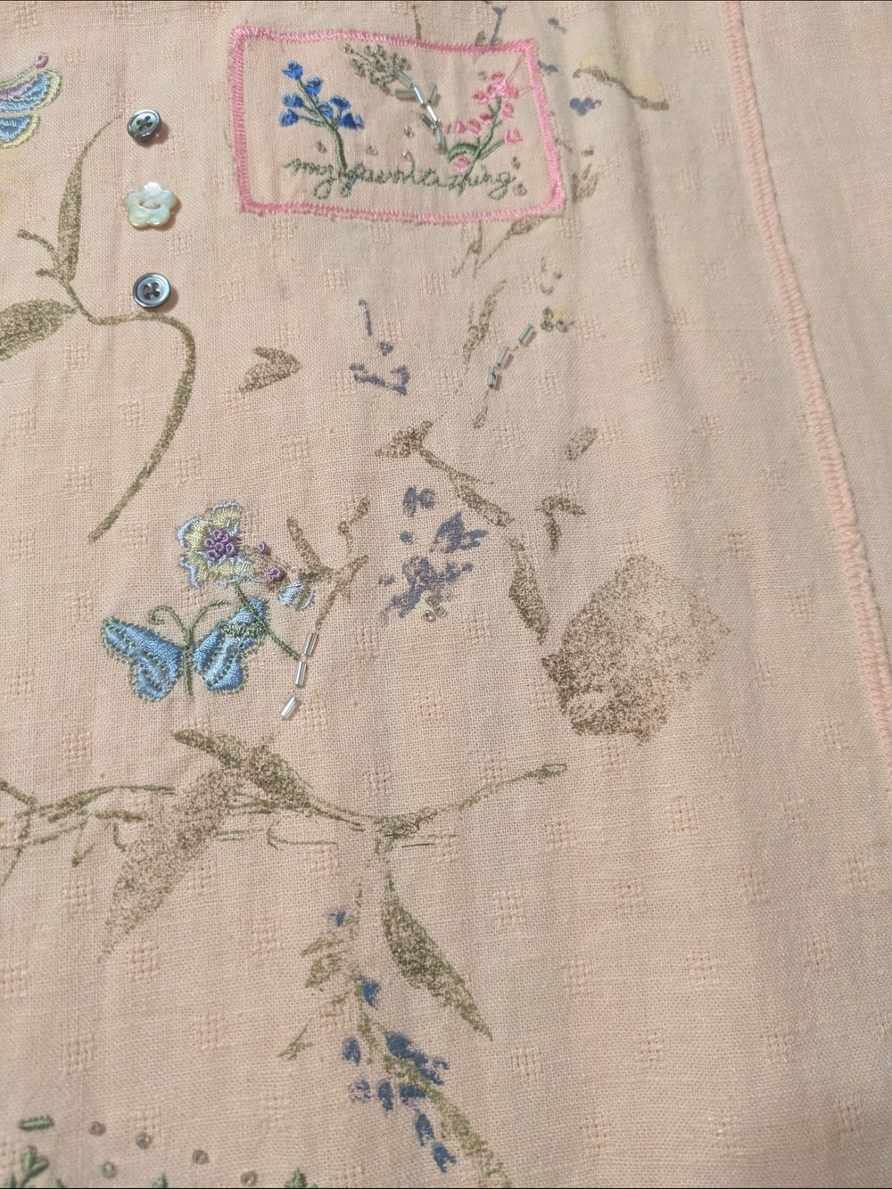 Light Peach Embroidered Button-Front Jacket - Picture 7 of 9